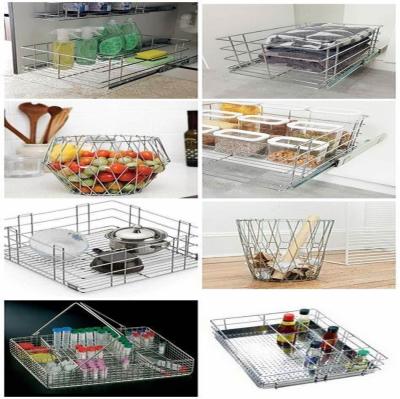 China Multi-Function Base Unit Kitchen Cabinet Organizer Storage Furniture Hardware Kitchen Accessories Steel Chrome Pull out Wire Rack Drawer Magic Revolving Basket for sale