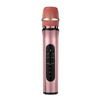 China Blue Tooth Duo K6L BT 5.0 Aluminum Handheld Rechargeable Wireless UHF Singing Wireless USB Karaoke Microphone with Blue-Tooth Speaker for sale