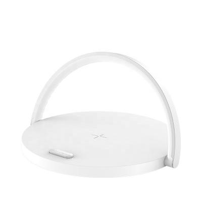 China 2022 New Design Mobile Phone Qi Touch Control Wireless Charger Led Functional Night Lamp Wireless Charger With Mobile Phone Stand Holder for sale