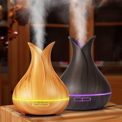 China Household USB Aroma Essential Oil Diffuser Electric Ultrasonic Air Humidifier Wooden Grain Led Lights Aroma Diffuser For Office for sale