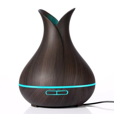 China Household New Product Recommendation Two-leaf Petal Aroma Diffuser Ultrasonic Large Capacity Wood Grain Humidifier Can Customized Diffuse for sale