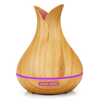 China Household Petal Explosive Humidifier Essential Oil Aroma Diffuser Ultrasonic Silent Wood Grain Aroma Diffuser for sale