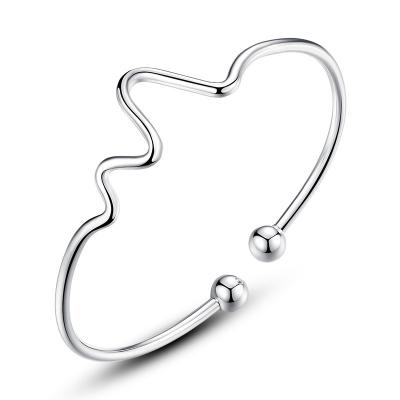 China FASHIONABLE PUSHI 925 Sterling Silver Heartbeat Bangle Adjustable Bracelet for sale