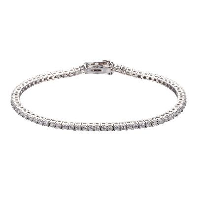 China AAAAA CLASSIC Round Shiny 3mm Cubic Zirconia Silver Tennis Iced Out Bracelet In Different Sizes Customized for sale