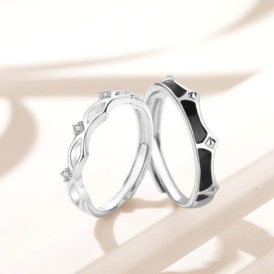 China PUSHI Others Couples Princess and Knight Couple Rings Men and Women Single Opening Adjustable Silver Ring for sale