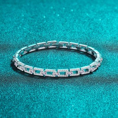 China Vintage PUSHI fashion moissanite jewelry luxury popular tennis bracelet 925 silver bangle for women for sale