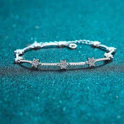 China Vintage PUSHI Moissanite Diamond Tennis Bracelet 925 Siver Wedding Jewelry Bracelets For Women Girls Star Bracelet Delicacy for sale