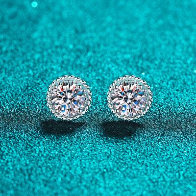 China PUSHI Vintage Top Selling Sterling Silver 925 Sterling Silver Moissanite Zircon Holiday Surrounding Fancy Earring Setting Earring For Women for sale