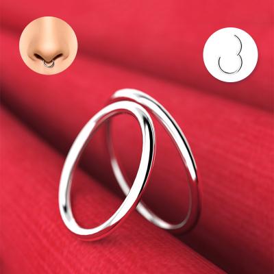 China Hiphop Body Jewelry 316L Stainless Steel 0.8/1/1.2/1.6mm Ear Ring For Women Seamless Silver Gold Cartilage Piercing Nose Ring for sale