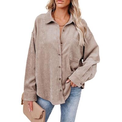 China New fashion breathable spring and autumn women's shirt keep warm cardigan women's corduroy shirt for sale