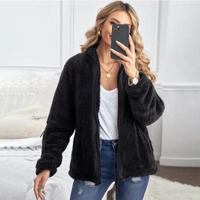 China Autumn and winter coat cotton polyester women's coat plush cardigan loose warm women's breathable coat for sale