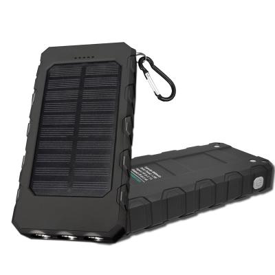 China Travel Powerbank Large Capacity Solar Power Waterproof Fast Charging Portable Waterproof Bank With Led Lamp for sale