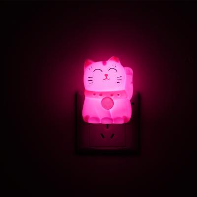 China 2021 Modern Lucky Cat LED Mini Switch Plug Room Soft Light Use In Night Light 0.5W for sale