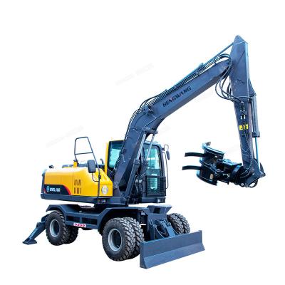 China Factory HW Brand 11ton 10ton Wheel Excavator Movable Ditch Digger Machine Middle Size for sale