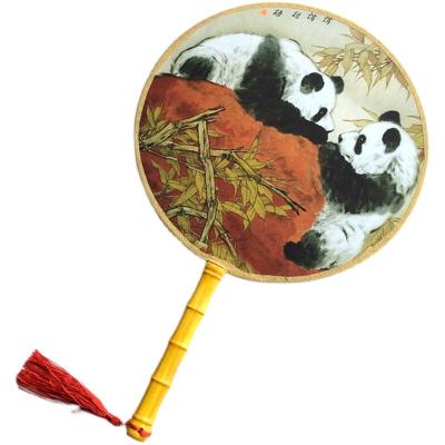 China China Original Bamboo Giant Panda Group Handmade Fan High End Gift For Promotional Gifts for sale