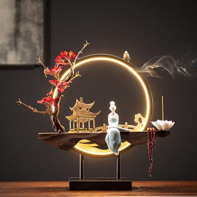 China Chinese Luxury Indoor Table Light Electric Ceramic Censer Censer For Entrance TV Cabinet for sale