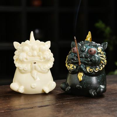 China High Quality Chinese Divine Animals Censer Incense Burner Ceramic Incense Stick Holder for Fragrance for sale