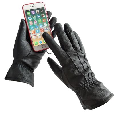 China Fashion New Design PU Touch Screen Leather Gloves for sale