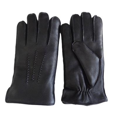 China Wholesale Soft Winter Thicken Shearling Lined Genuine Deerskin Leather Gloves Winter Warm for sale