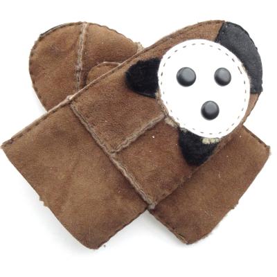 China Custom fashion stylish cheap hand-sewing genuine sheepskin shearling winter gloves comfortable for kids for sale