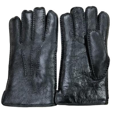 China 2021 Factory Wholesale Winter Lamb Fur Men's Leather Soft Warm Soft Gloves Comfortable Soft for sale