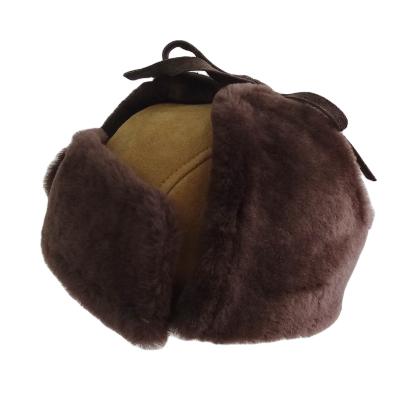 China JOINT Double Face Sheepskin Trapper Baby Winter Hat for sale