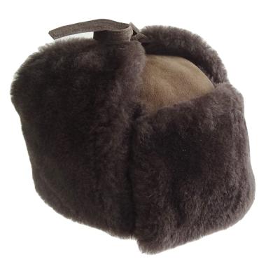 China COMMON Russian Winter Earflaps Shearling Sheepskin Men Women Ushanka Australian Trapper Hat for sale