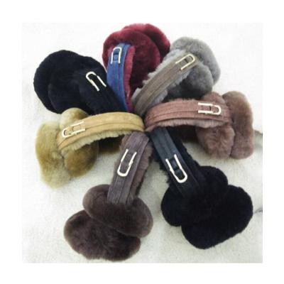 China Cute Hot Selling Leather Top Layer Pig Suede Shearling Sheepskin Ear Warmer for sale