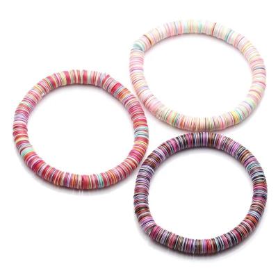 China Bohemia MOYAMIYA multicolor handmade boho bracelet mixed colors plastic heishi beads stretch bracelet women elastic jewelry for sale