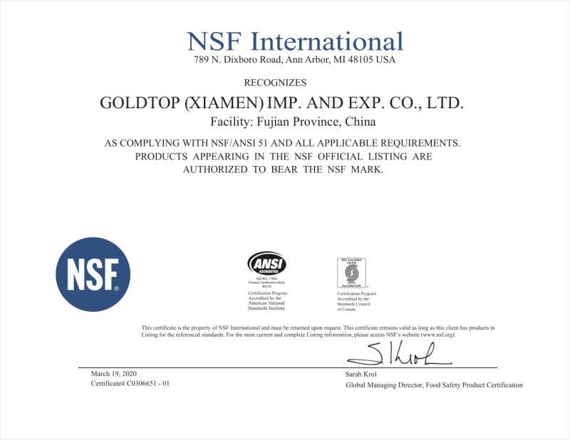 NSF - Goldtop (Xiamen) Imp. And Exp. Co., Ltd.