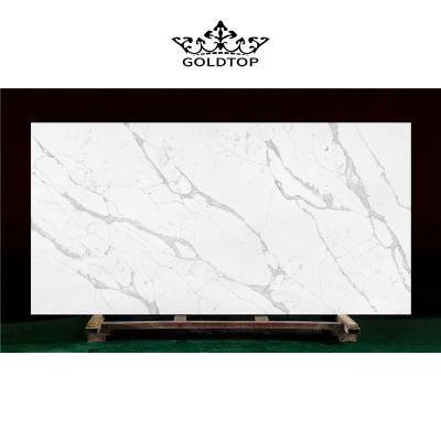 China Modern Calacatta Stone Black And White Panda Quartz Real Slab Artificial Marble Kitchen Look Huge Size Builder With Gray Veins for sale