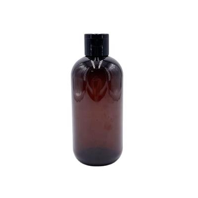 China Color Amber Plastic Cosmetic Customized Bottle Boston Round 250ml 8oz PET Bottle Lotion Sprayer Bottle Packaging for sale