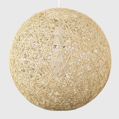 China Antique Medium Modern Cream Style Ceiling Ball Globe Rattan Wicker Lattice Pendant Light Shade for sale