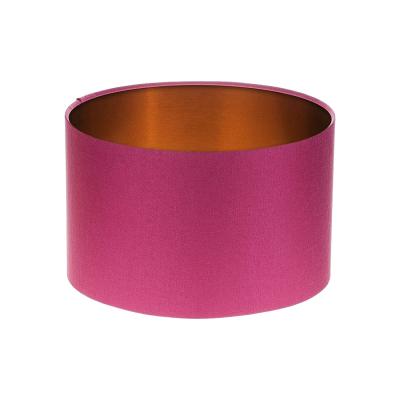 China Contemporary High Quality Handmade Customized Pink Satin Drum Lamp Shade Brushed Copper Interior and Original Lampenschirm for sale