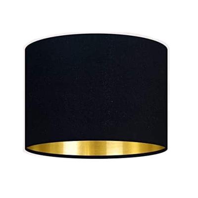 China Contemporary Modern Black E27 Head Frame Velvet Fabric With A Brushed Gold Drum Metallic Coating Pendant Lamp Shade for sale