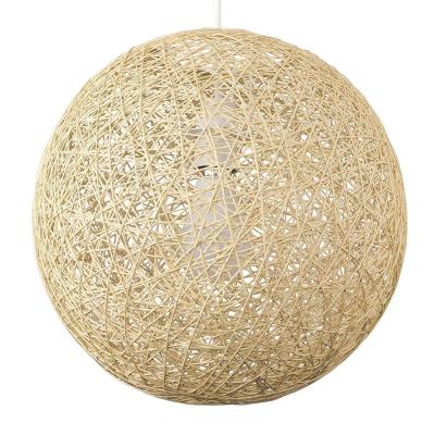 China Simple desgin modern medium cream lattice wicker rattan globe ball style pendant light shade for sale