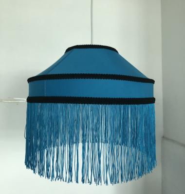 China Printing Lampshades About This Vintage To Style Blue Tassel Lampshade for sale