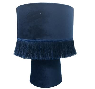 China New antique creative deep blue and brown tassel velvet table lampshade with light frames for bedside home decoration for sale