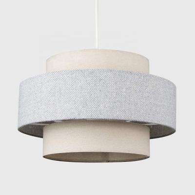 China Contemporary Modern Double Fabric Cylinder Ceiling Pendant Light Cream Black And Gray Customized Lamp Shade , Ceiling Cyinder for sale