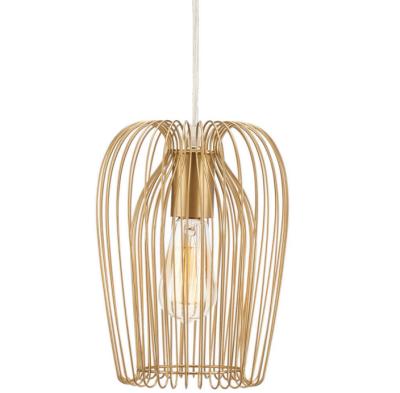 China Antique Brass Metal Cage Gold Ceiling Light Pendant Fixture for sale