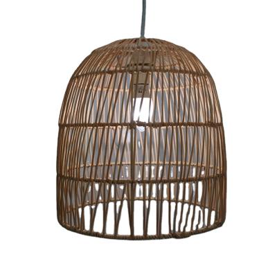 China Antique Empire Style Rattan Round Brown Rise Lights Medium Washroom Fitted Lampshade for sale