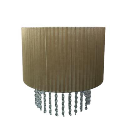 China Yellow Pleated Voile Lamp Shade With Luxury Crystal Beads Pleated Voile Ceiling Lamp Shade Diffuser Shade Home Decoration For Living Room for sale