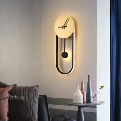 China New Design Modern Indoor Wall Clock Simple Minimalist Creative Modern Led Wall Lamp Led Wall Clock Lamp for sale