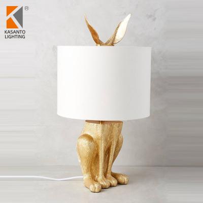 China Wholesale modern high quality unique design white rabbit shape polyresin home decor resin animal table lamp /gold for sale