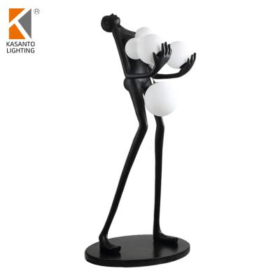 China Factory direct sale modern classic black resin stand tall floor lamp for Zhongshan hotel villa living room office decoration for sale