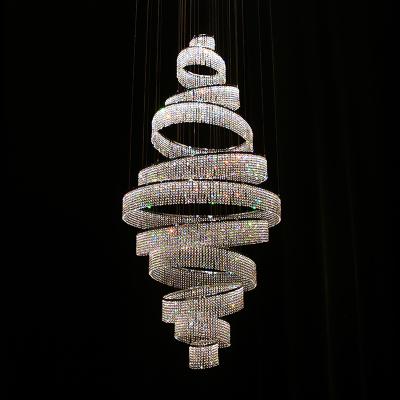 China Custom Modern Village Ceiling Height Pendant Lamp For Hotel Luxury Crystal Chandelier For Living Room for sale