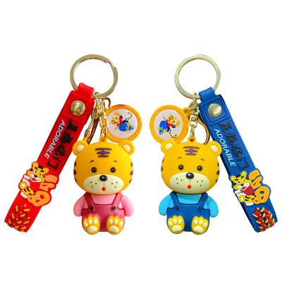 China Customized BaiMao 3D Cartoon Tiger Plastic Cute Key Chain Car Bag Chain Key Chain for sale