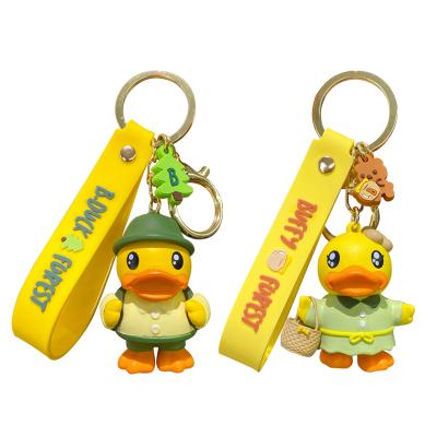 China BaiMao Plastic Customized Cute Yellow Car Designer Duck Key Chain Bag Plastic Pendant Key Chain Leather for sale