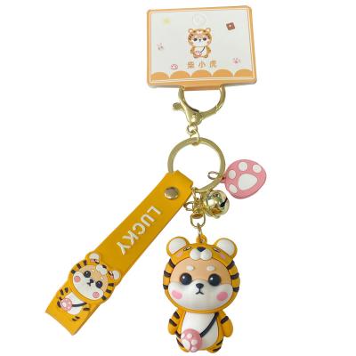 China Cute Purse Bag Women Design BaiMao Dog Key Chain 3D Decor Shiba Inu Cartoon Dangle Key Chain for sale