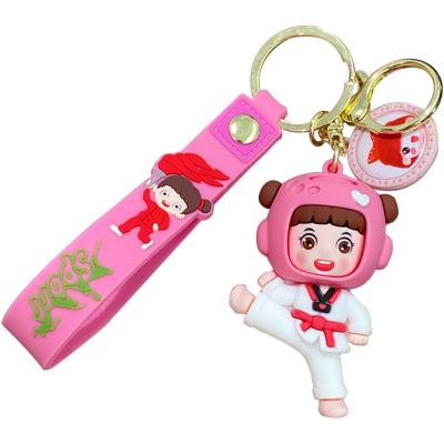 China Wholesale Customized Resin BaiMao Sports Girl Design 3D Keychain 3D Keychain Leather Plastic Pendant Key Chain for sale